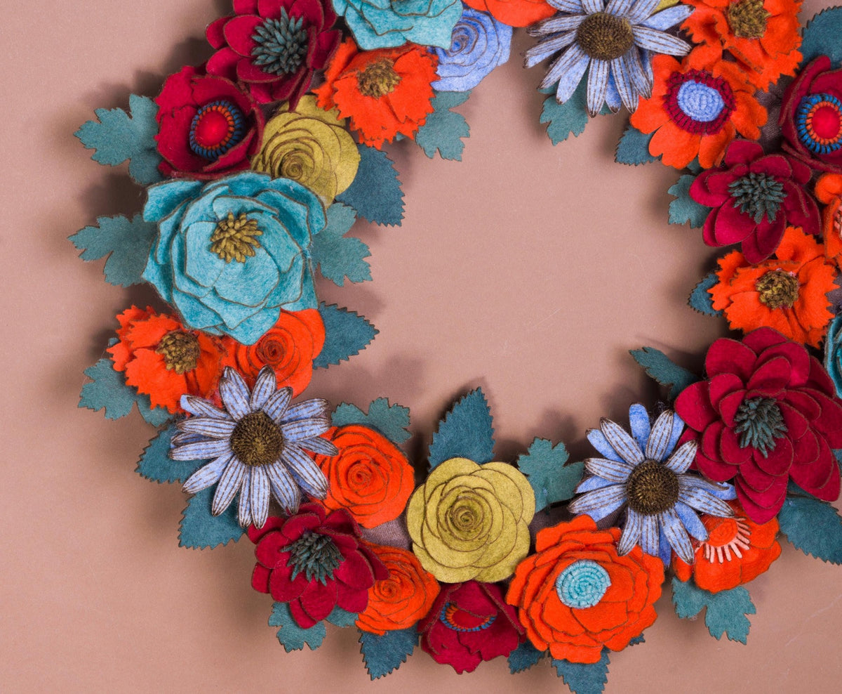 Rustic Felt Floral Wreath - Style 7 - image 2