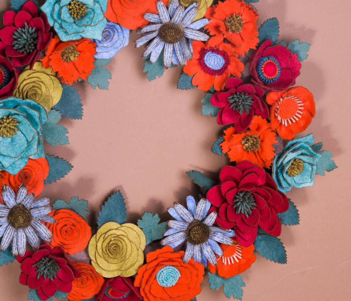 Rustic Felt Floral Wreath - Style 7 - image 4