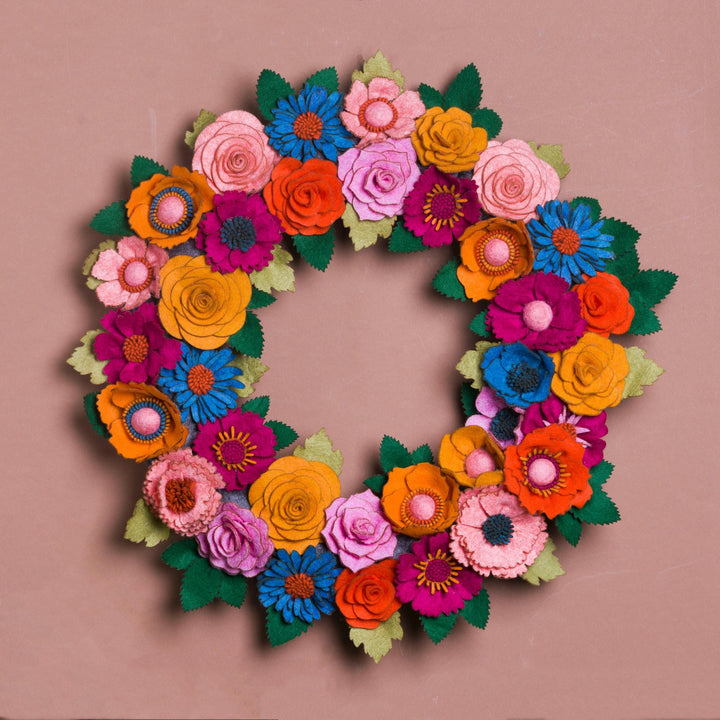 Rustic Felt Floral Wreath - Style 8 - image 1