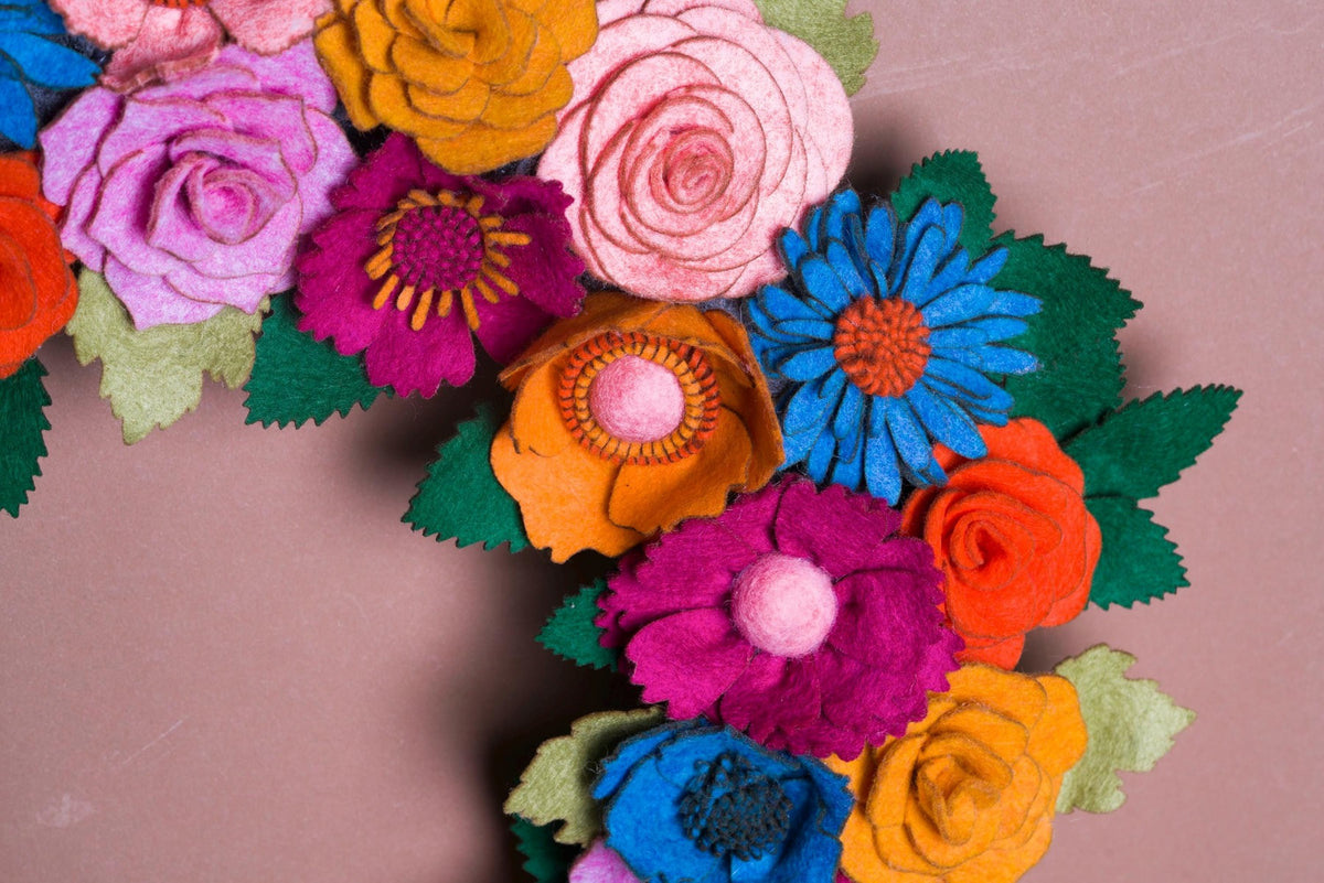 Rustic Felt Floral Wreath - Style 8 - image 2