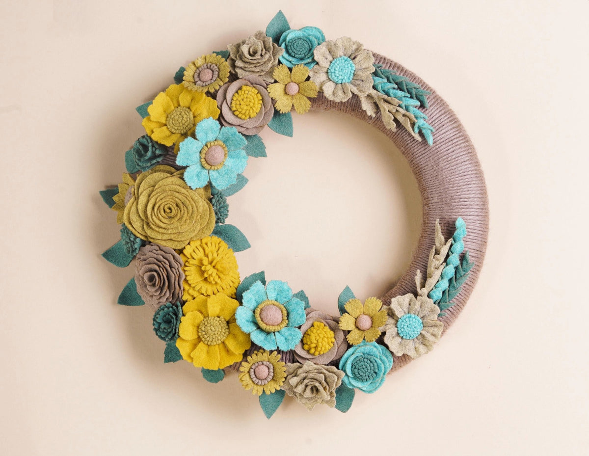 Turquoise and Gold Felt Wreath - image 1