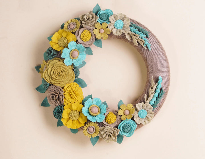 Turquoise and Gold Felt Wreath - image 1