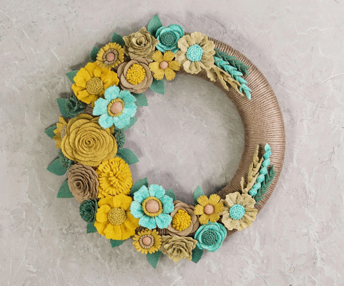 Turquoise and Gold Felt Wreath - image 2