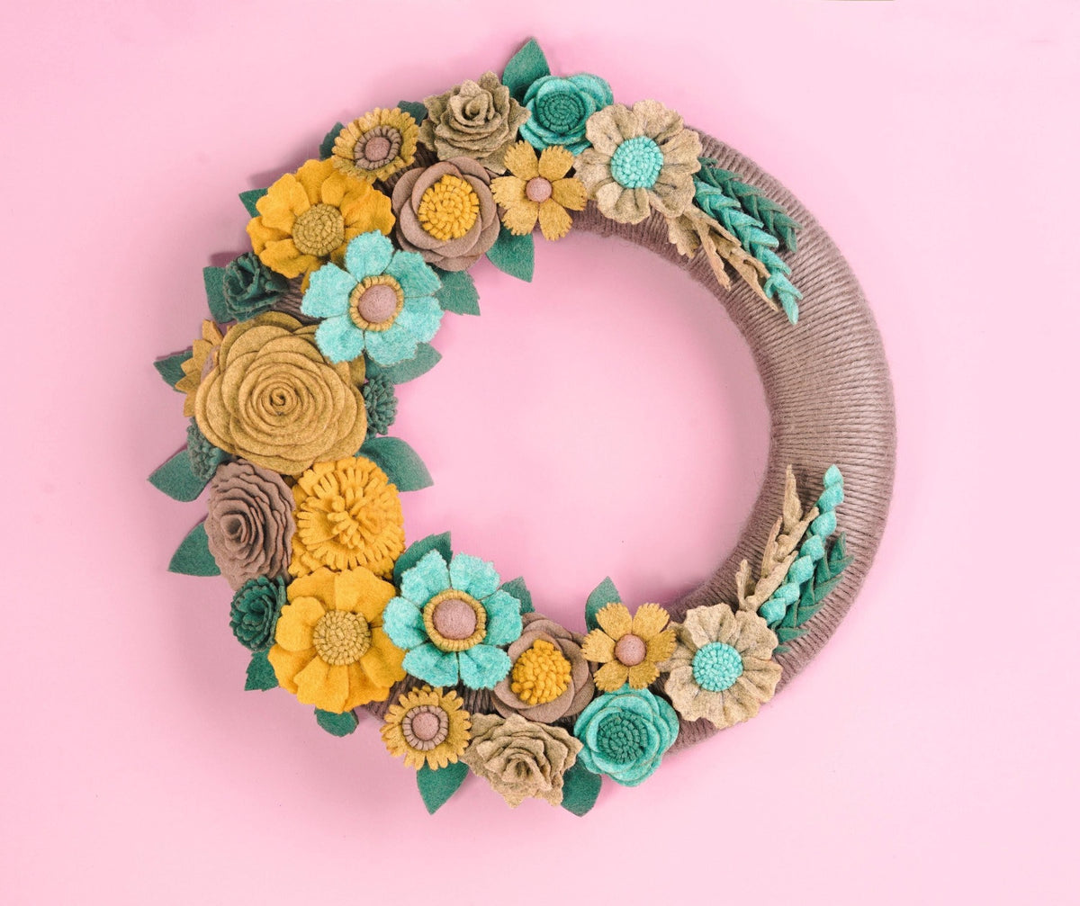 Turquoise and Gold Felt Wreath - image 3