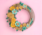 Turquoise and Gold Felt Wreath - image 3