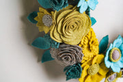 Turquoise and Gold Felt Wreath - image 4