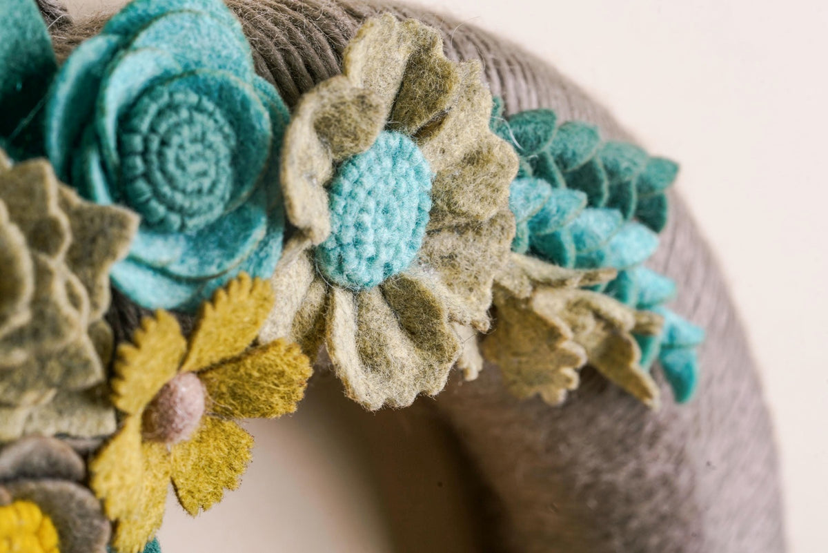 Turquoise and Gold Felt Wreath - image 6