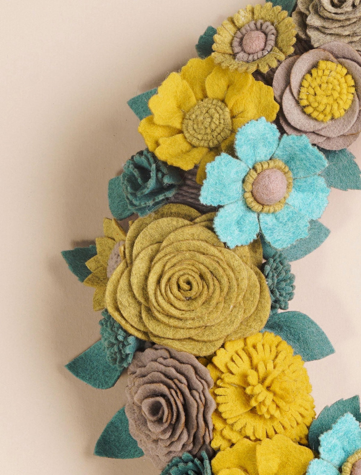 Turquoise and Gold Felt Wreath - image 9
