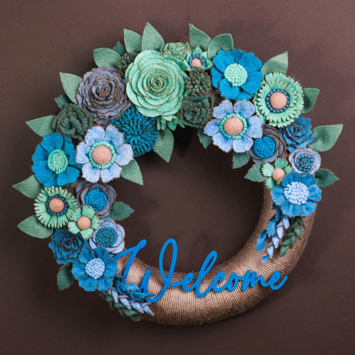 Welcome Felt Floral Wreath - Style 2 - image 1